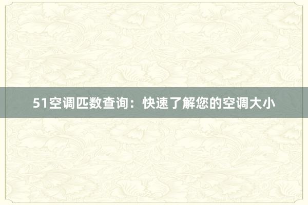 51空调匹数查询：快速了解您的空调大小